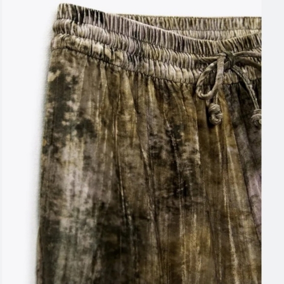New Zara Tie Dye Velvet Drawstring Mid Rise Multi Color Pants 2435/004 Small - Picture 7 of 14